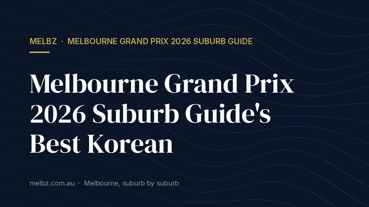 Title card: Melbourne Grand Prix 2026 Suburb Guide's Best Korean