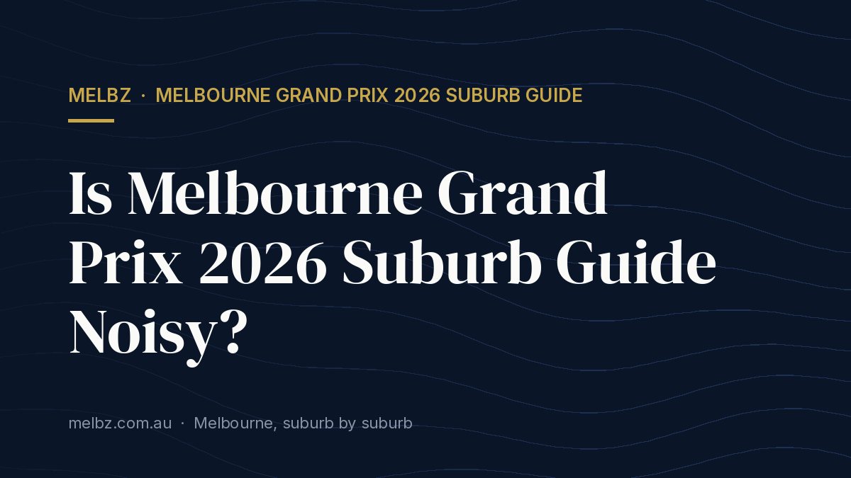 Title card: Is Melbourne Grand Prix 2026 Suburb Guide Noisy?