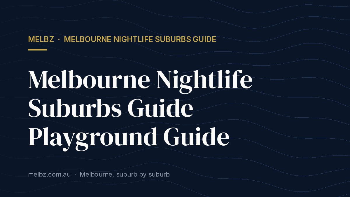 Title card: Melbourne Nightlife Suburbs Guide Playground Guide