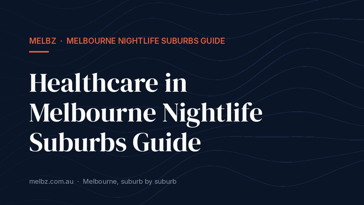 Title card: Healthcare in Melbourne Nightlife Suburbs Guide