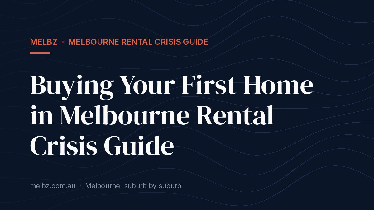 Title card: Buying Your First Home in Melbourne Rental Crisis Guide