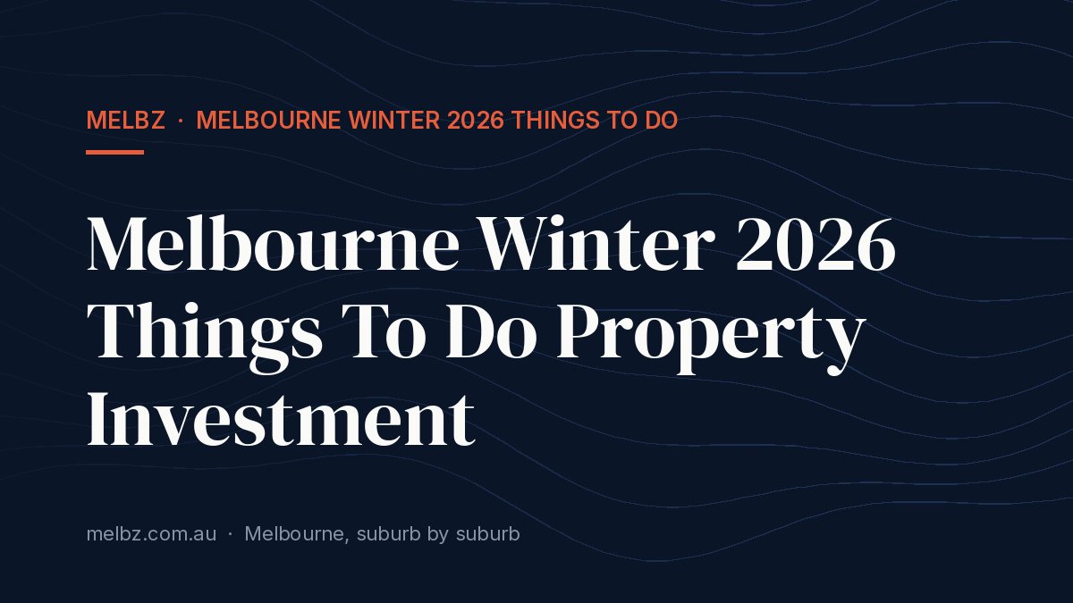 Title card: Melbourne Winter 2026 Things To Do Property Investment