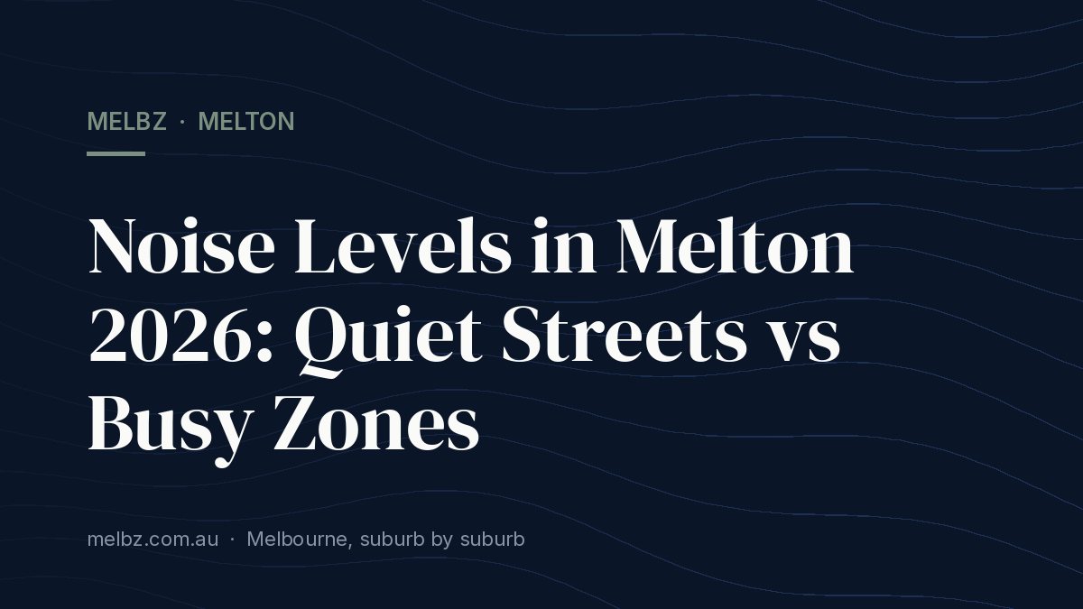Title card: Noise Levels in Melton 2026: Quiet Streets vs Busy Zones