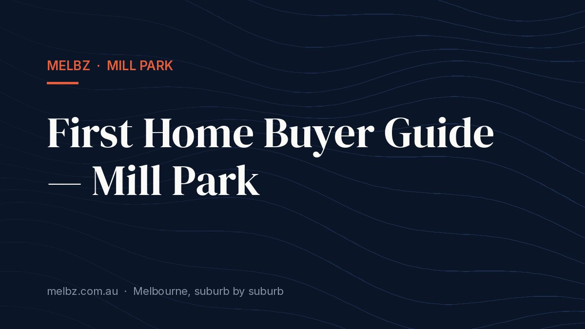 Title card: First Home Buyer Guide — Mill Park