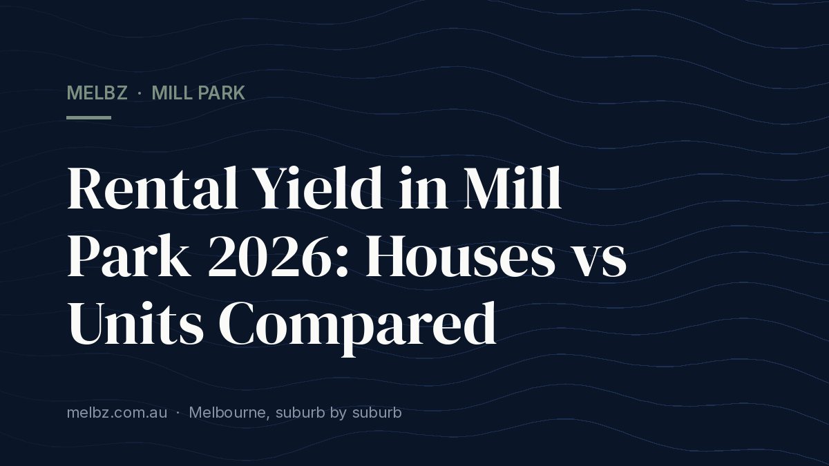 Title card: Rental Yield in Mill Park 2026: Houses vs Units Compared