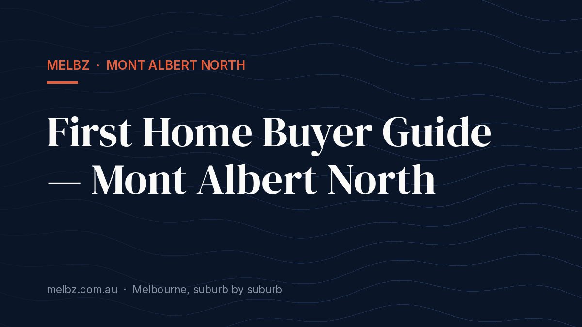 Title card: First Home Buyer Guide — Mont Albert North
