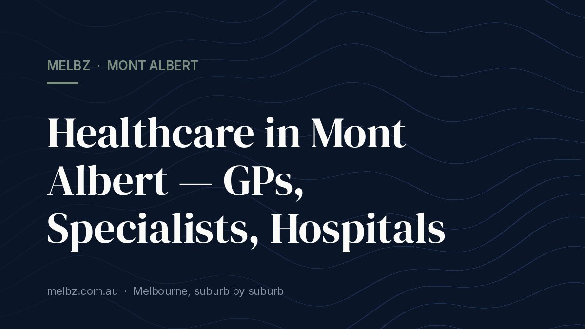 Title card: Healthcare in Mont Albert — GPs, Specialists, Hospitals