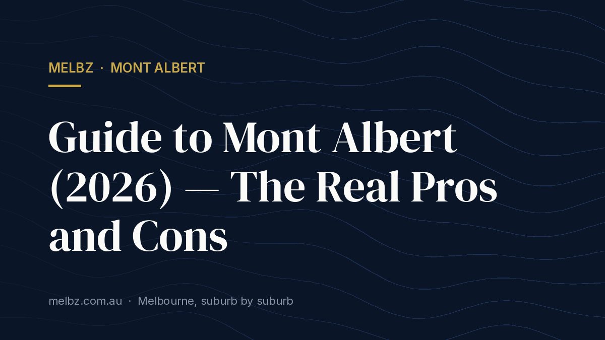Title card: Guide to Mont Albert (2026) — The Real Pros and Cons