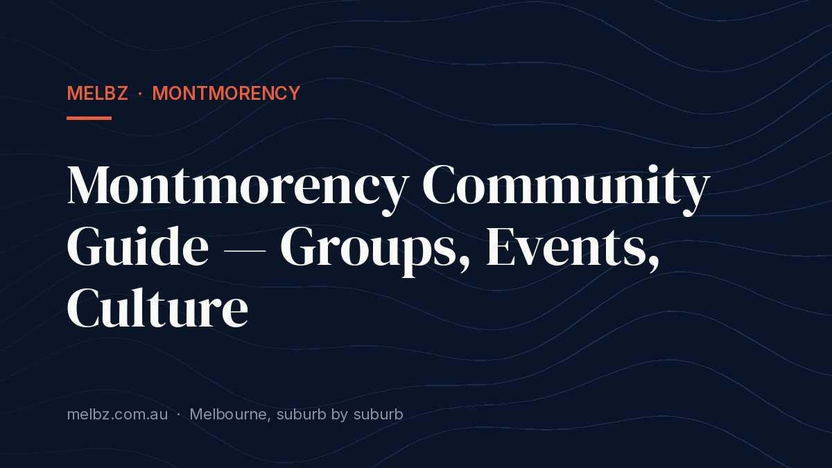 Title card: Montmorency Community Guide — Groups, Events, Culture