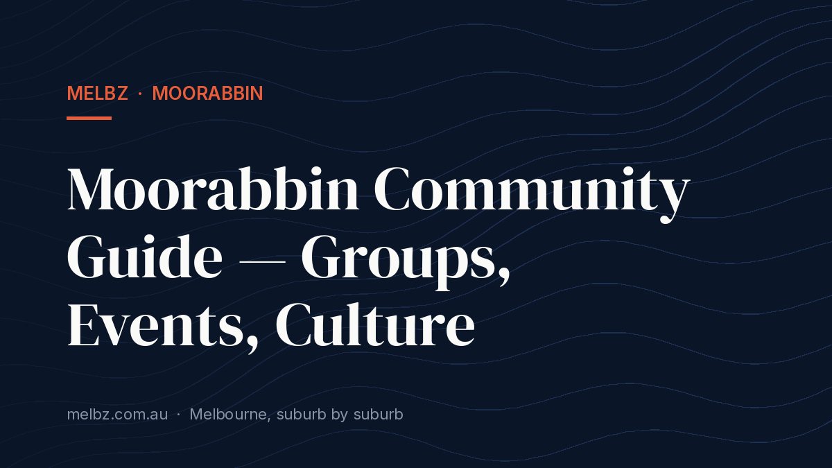 Title card: Moorabbin Community Guide — Groups, Events, Culture