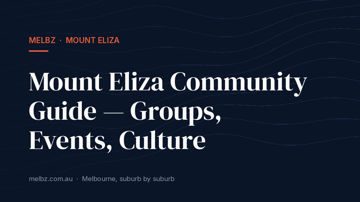 Title card: Mount Eliza Community Guide — Groups, Events, Culture