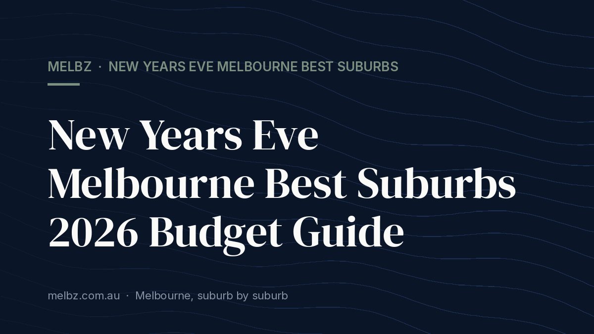 Title card: New Years Eve Melbourne Best Suburbs 2026 Budget Guide