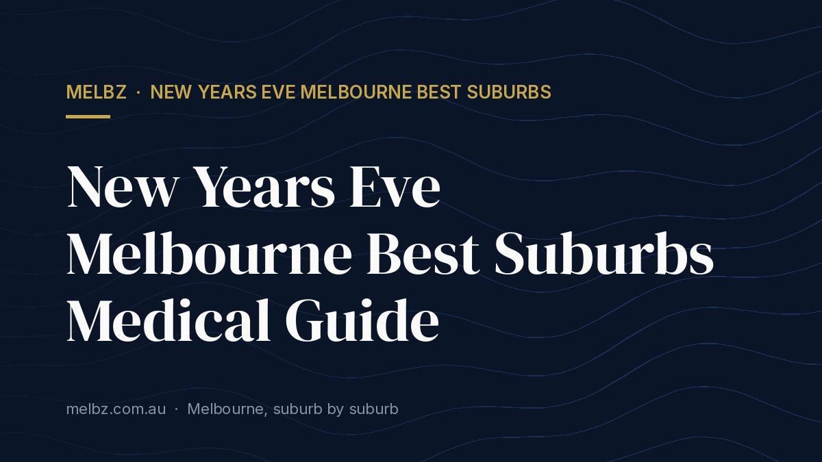 Title card: New Years Eve Melbourne Best Suburbs Medical Guide