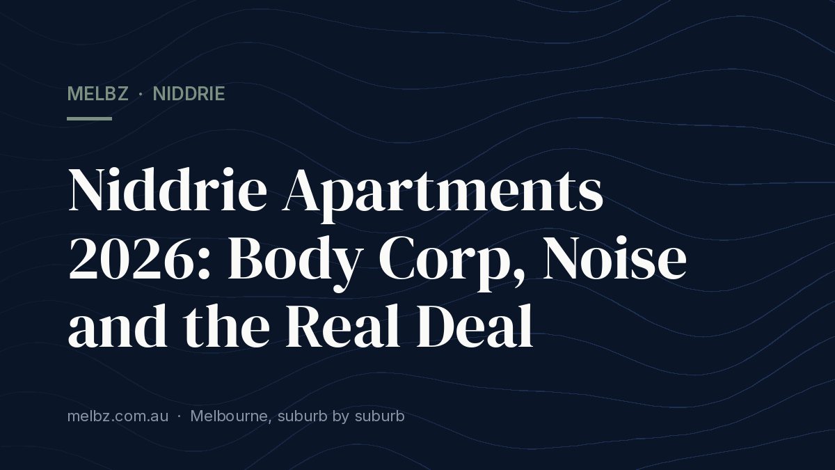 Title card: Niddrie Apartments 2026: Body Corp, Noise and the Real Deal