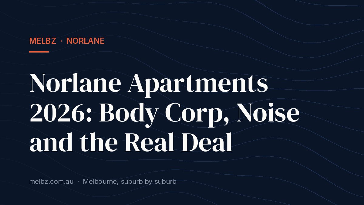 Title card: Norlane Apartments 2026: Body Corp, Noise and the Real Deal