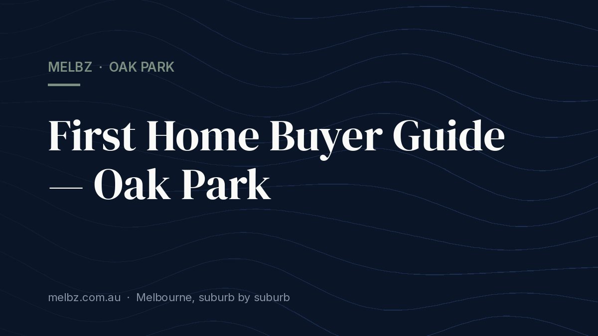 Title card: First Home Buyer Guide — Oak Park