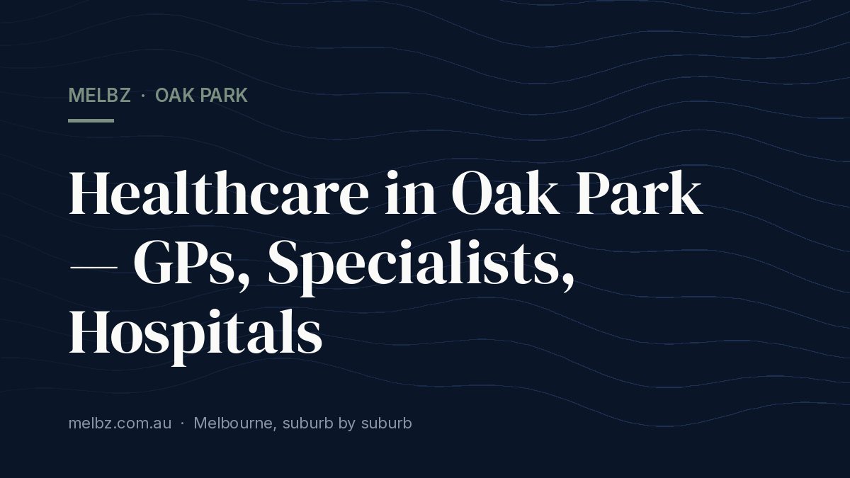 Title card: Healthcare in Oak Park — GPs, Specialists, Hospitals