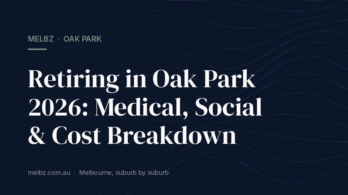 Title card: Retiring in Oak Park 2026: Medical, Social & Cost Breakdown