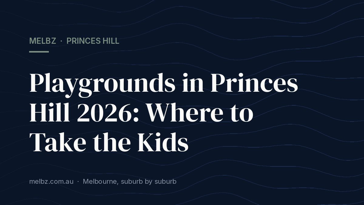 Title card: Playgrounds in Princes Hill 2026: Where to Take the Kids