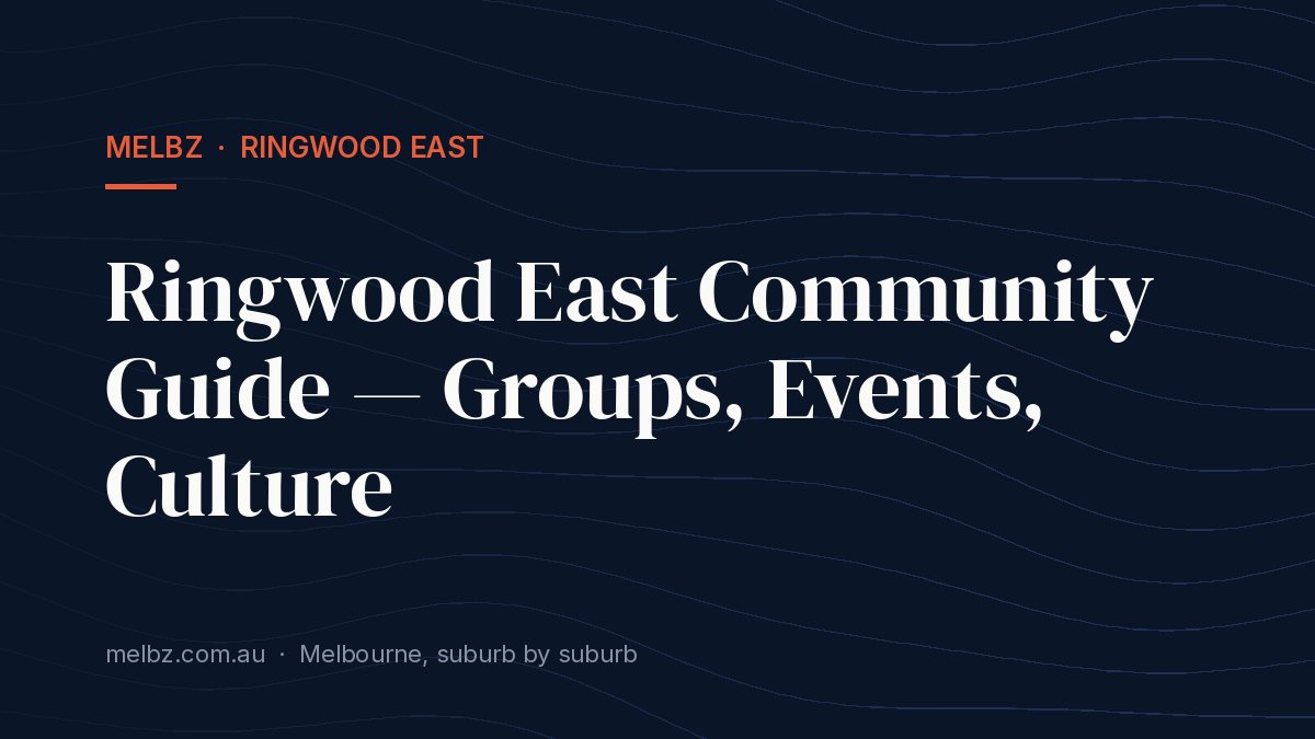 Title card: Ringwood East Community Guide — Groups, Events, Culture