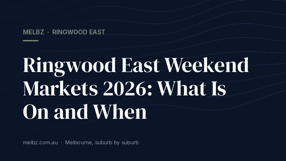 Title card: Ringwood East Weekend Markets 2026: What Is On and When