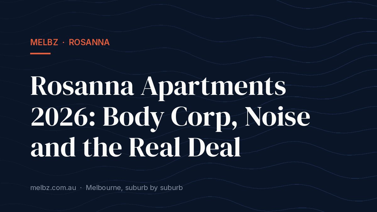 Title card: Rosanna Apartments 2026: Body Corp, Noise and the Real Deal