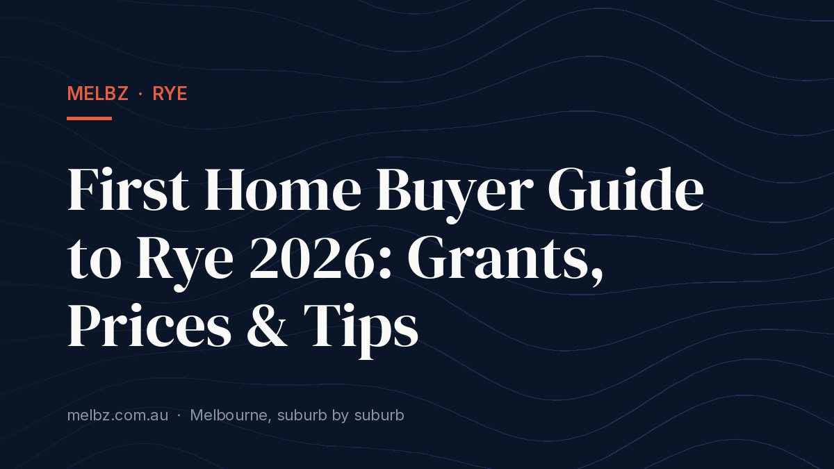 Title card: First Home Buyer Guide to Rye 2026: Grants, Prices & Tips