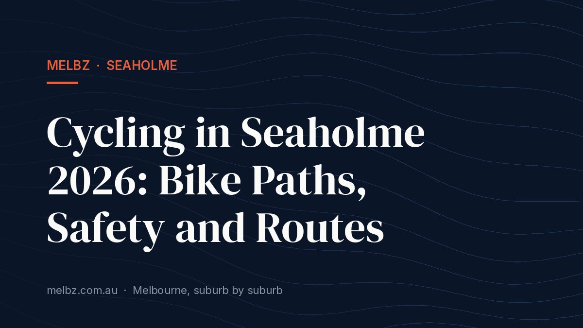 Title card: Cycling in Seaholme 2026: Bike Paths, Safety and Routes