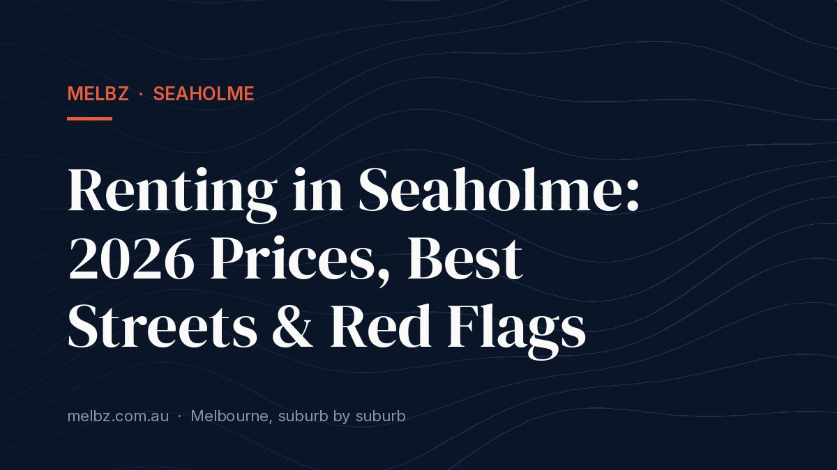 Title card: Renting in Seaholme: 2026 Prices, Best Streets & Red Flags
