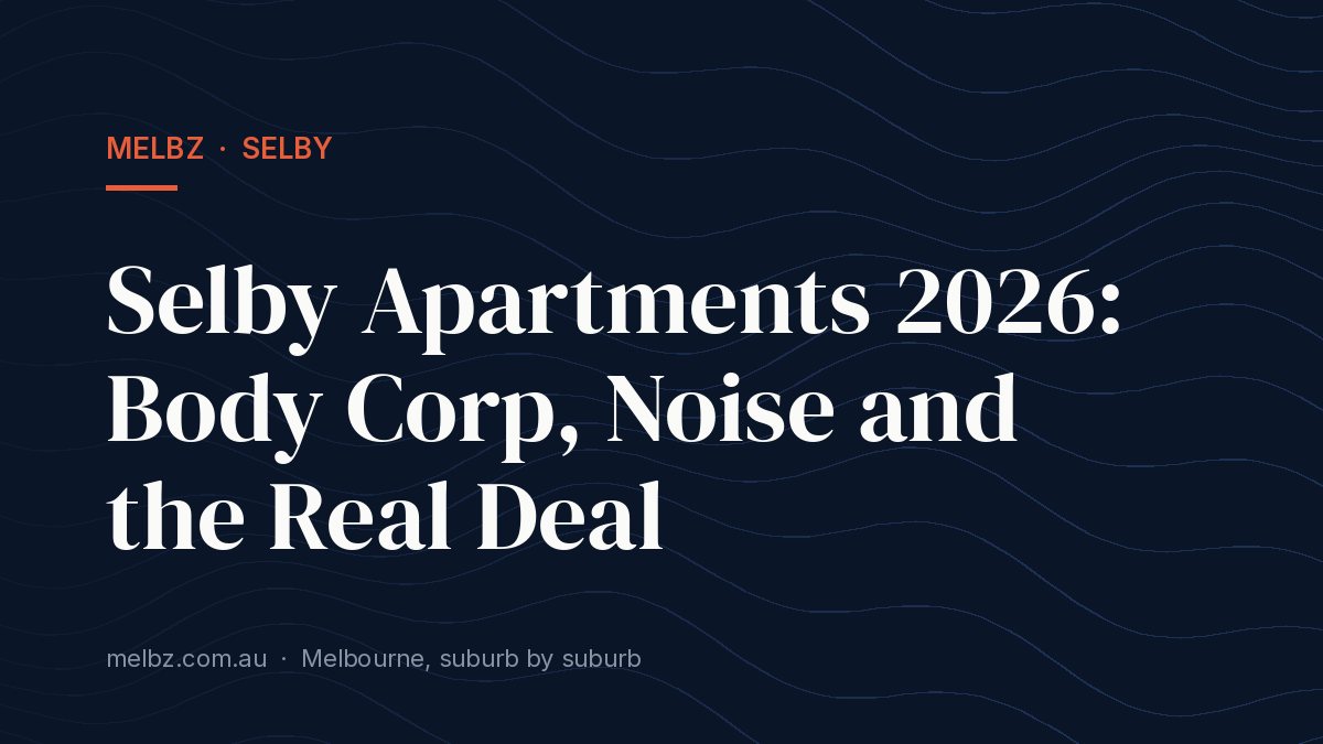 Title card: Selby Apartments 2026: Body Corp, Noise and the Real Deal
