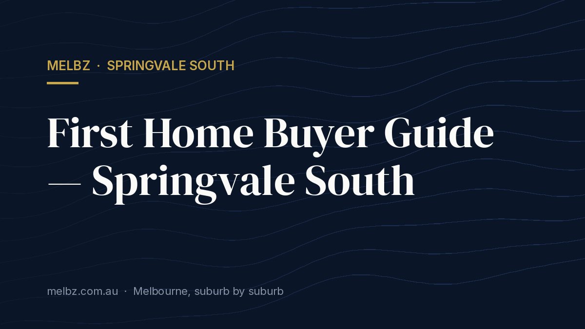 Title card: First Home Buyer Guide — Springvale South