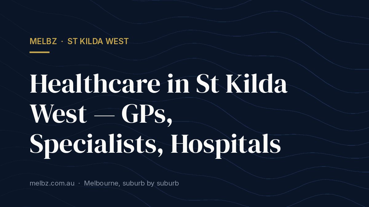 Title card: Healthcare in St Kilda West — GPs, Specialists, Hospitals