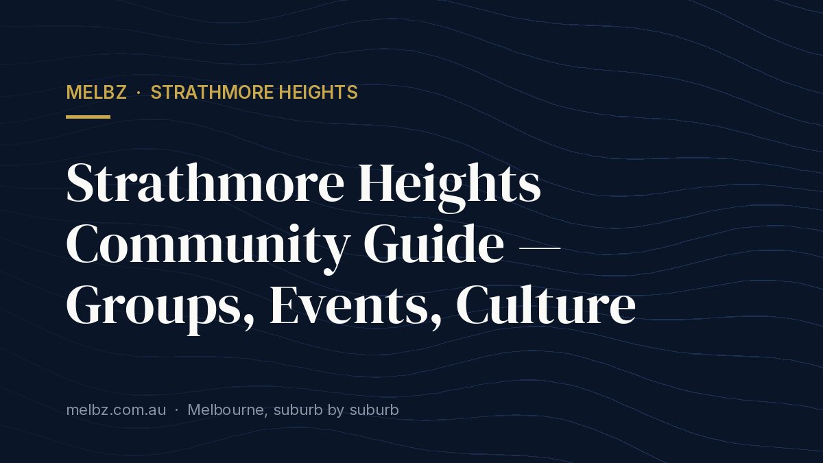 Title card: Strathmore Heights Community Guide — Groups, Events, Culture