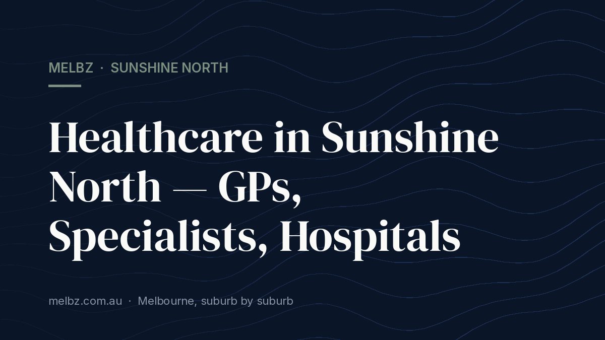 Title card: Healthcare in Sunshine North — GPs, Specialists, Hospitals
