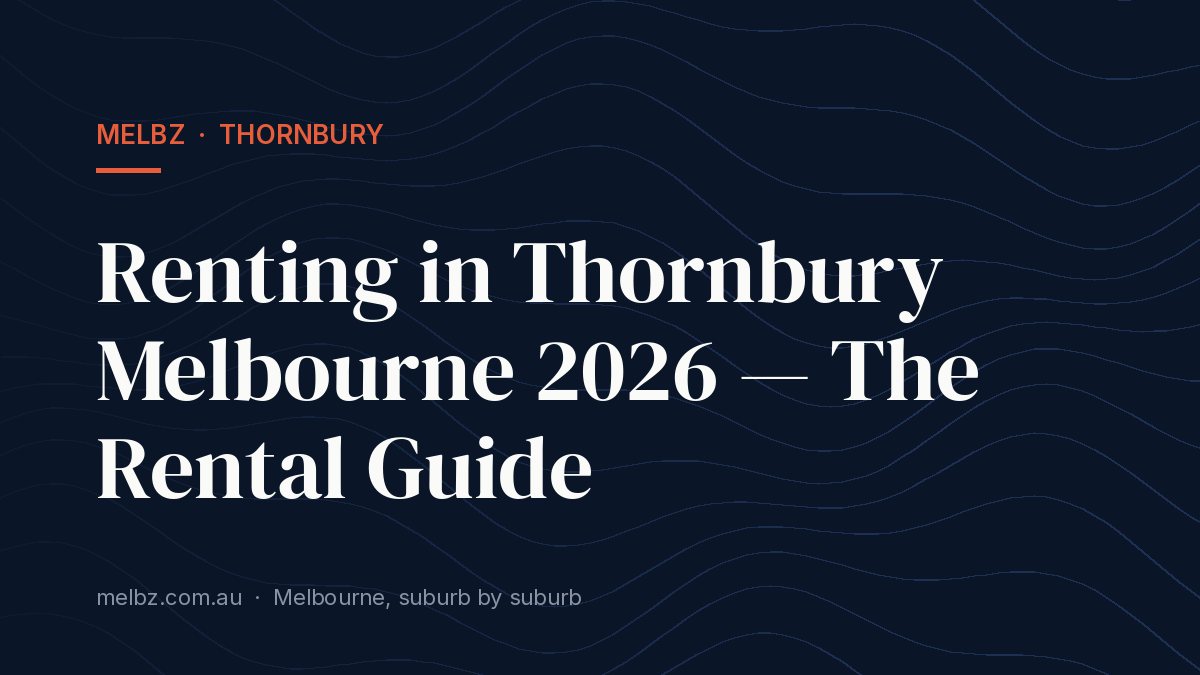 Title card: Renting in Thornbury Melbourne 2026 — The Rental Guide