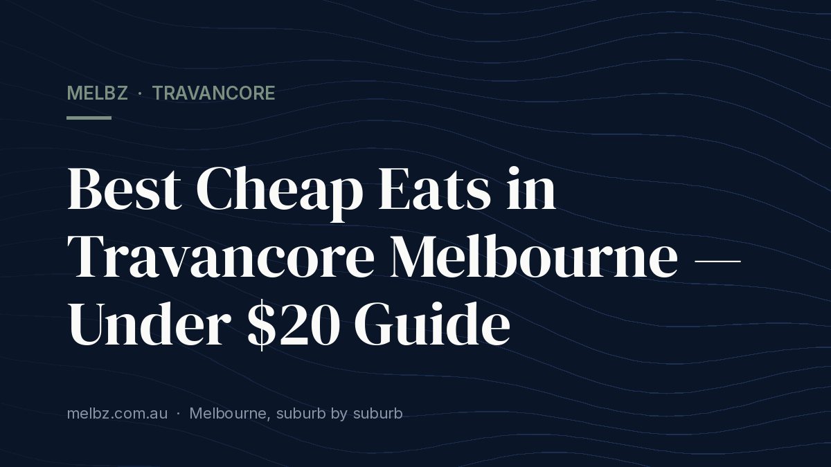 Title card: Best Cheap Eats in Travancore Melbourne — Under $20 Guide