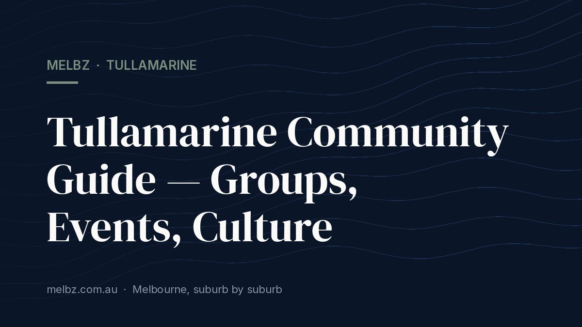 Title card: Tullamarine Community Guide — Groups, Events, Culture