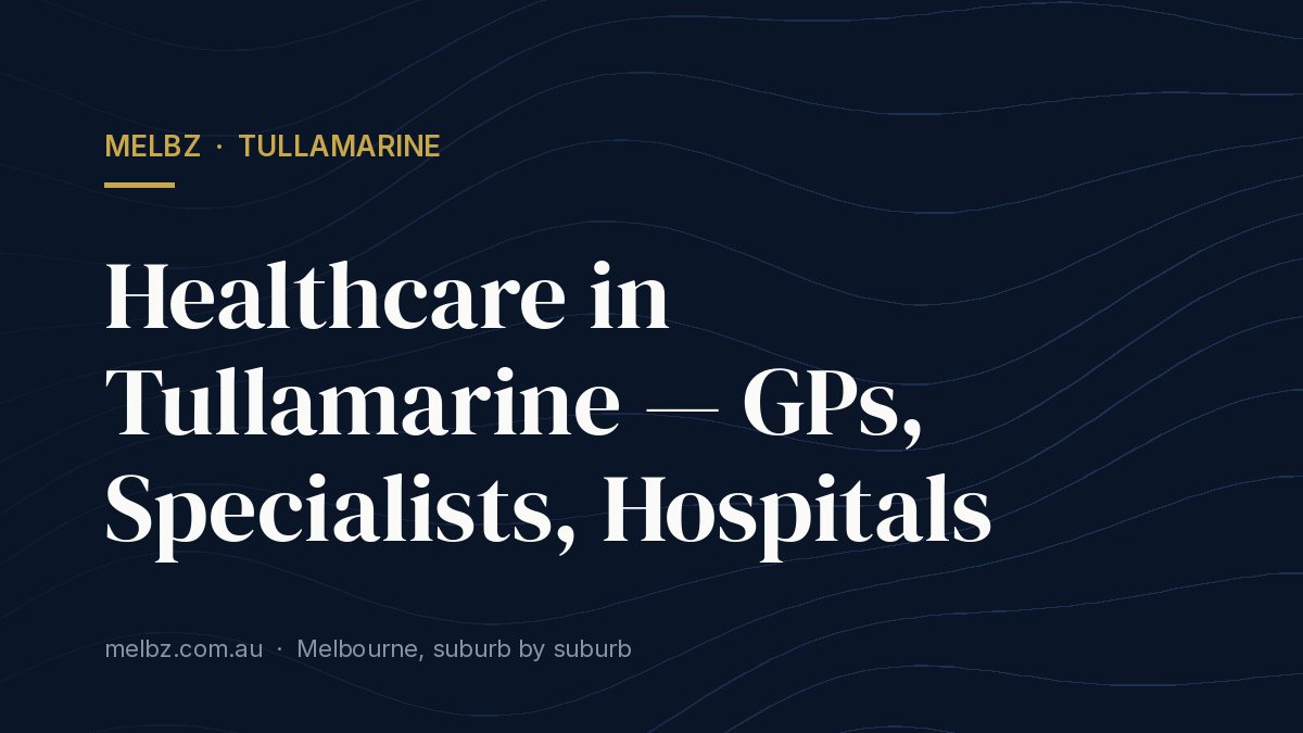 Title card: Healthcare in Tullamarine — GPs, Specialists, Hospitals
