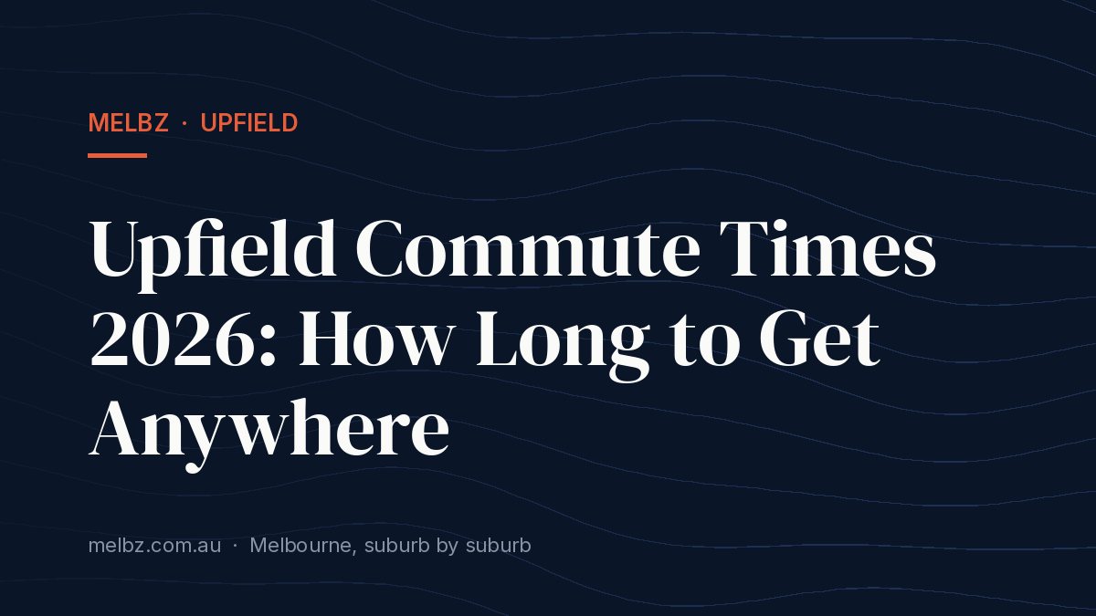 Title card: Upfield Commute Times 2026: How Long to Get Anywhere