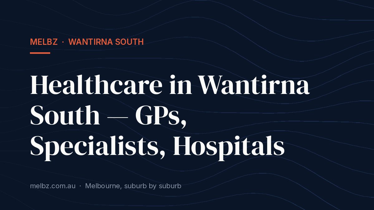 Title card: Healthcare in Wantirna South — GPs, Specialists, Hospitals