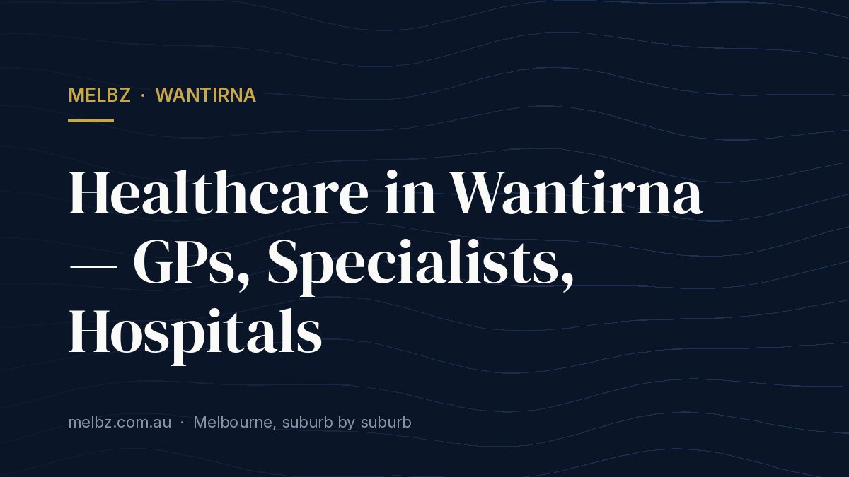 Title card: Healthcare in Wantirna — GPs, Specialists, Hospitals