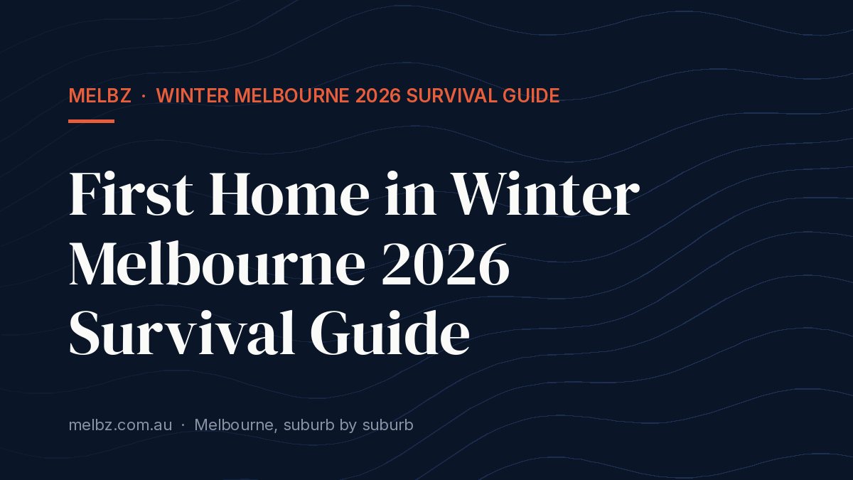 Title card: First Home in Winter Melbourne 2026 Survival Guide