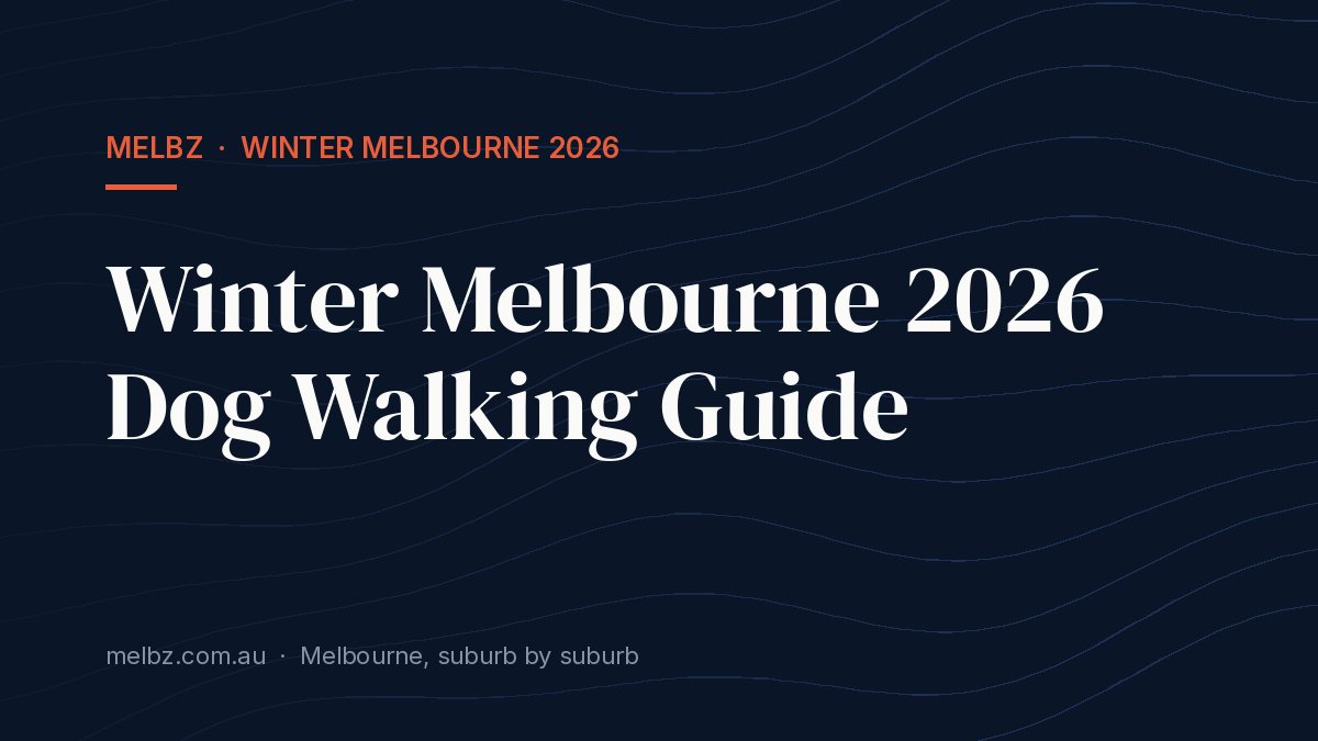 Title card: Winter Melbourne 2026 Dog Walking Guide