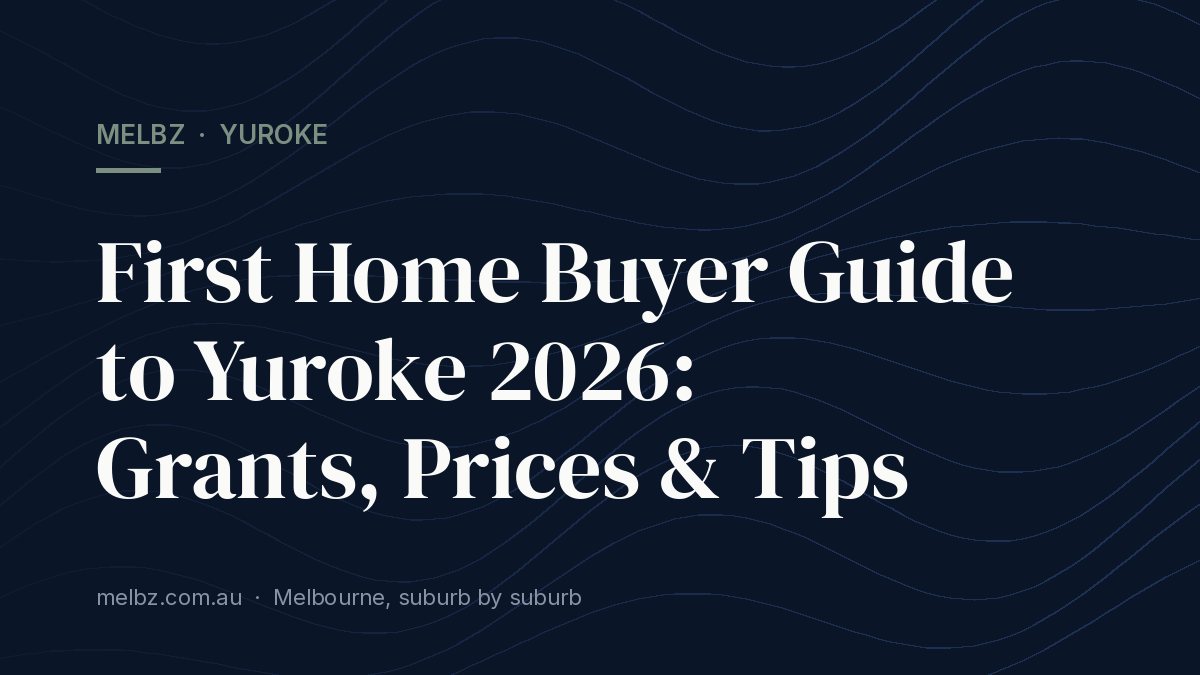 Title card: First Home Buyer Guide to Yuroke 2026: Grants, Prices & Tips