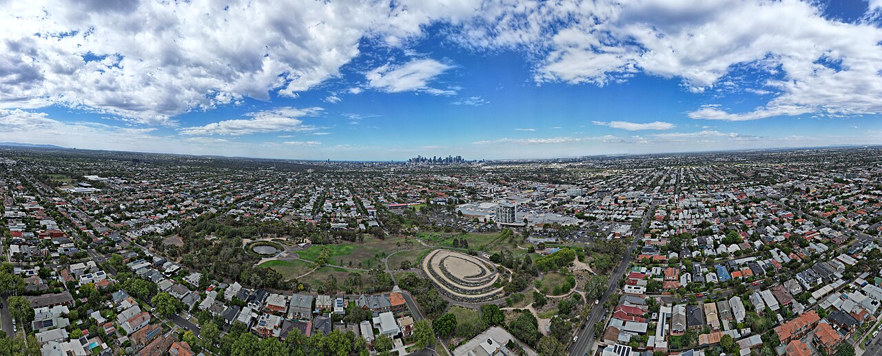 Aerial view of All Nations Park, Northcote