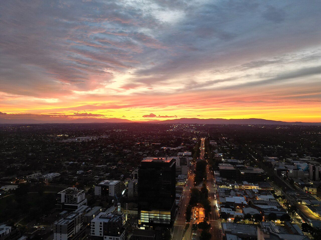 Autumn sunrise over Box Hill