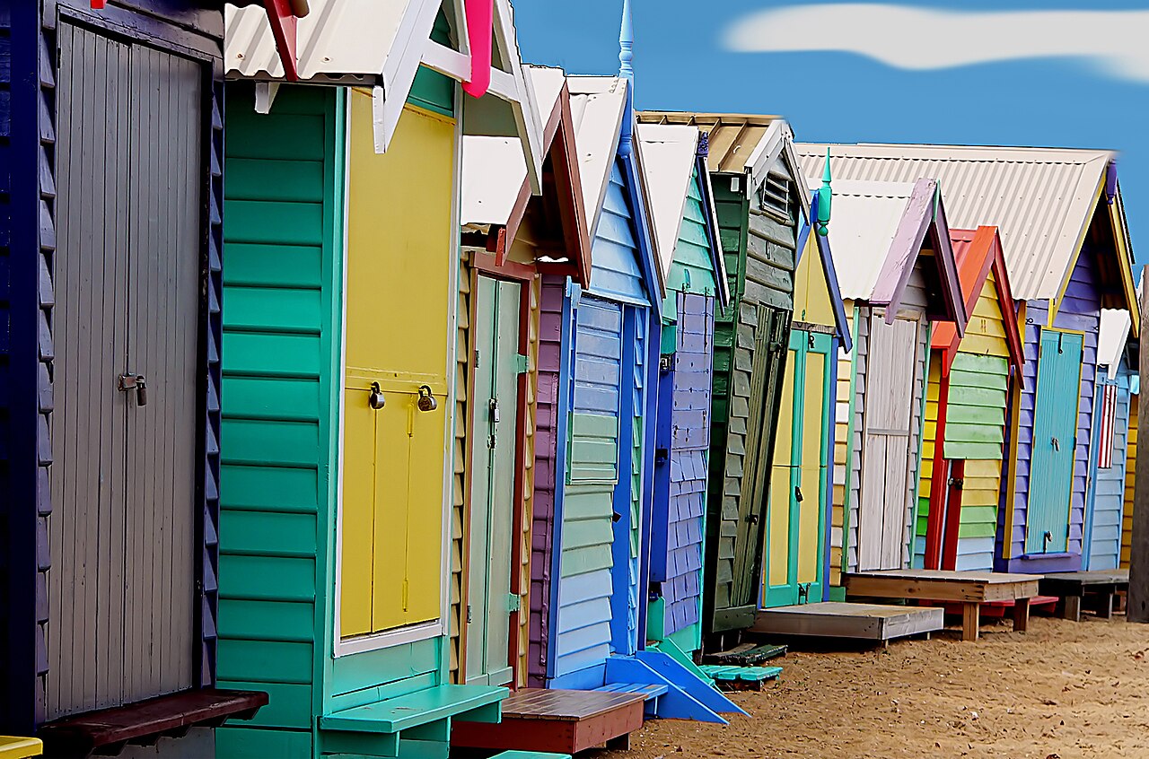 Bathing boxes at Brighton on Port Phillip Bay