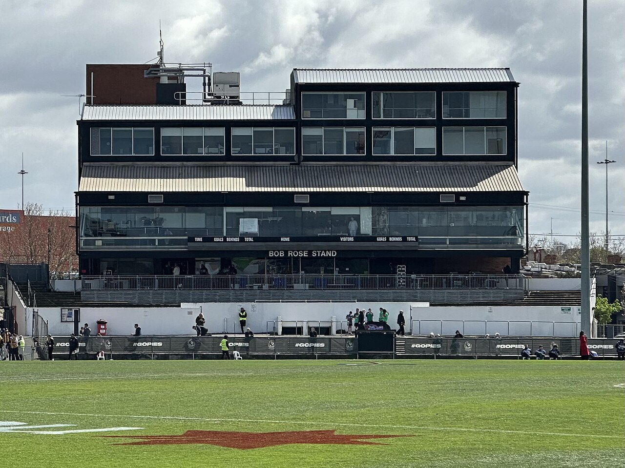 The Bob Rose Stand overlooking the oval at Victoria Park