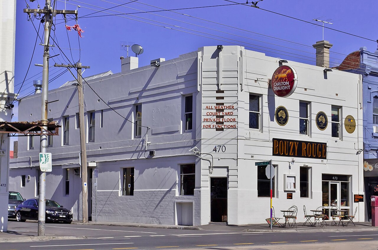 White corner building of the Bouzy Rouge venue