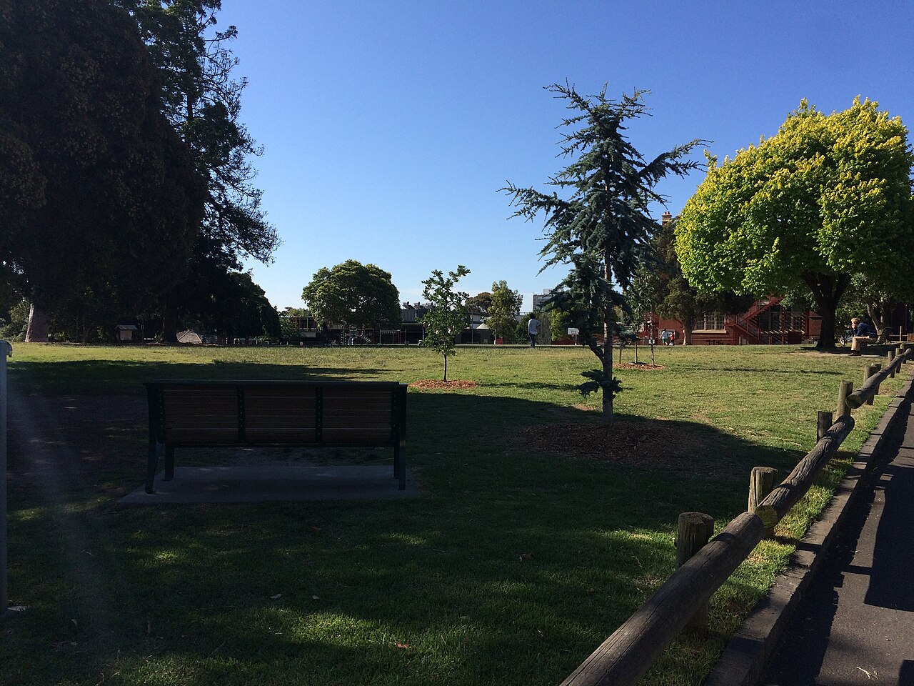 Lawn and trees at Brookville Gardens, Toorak